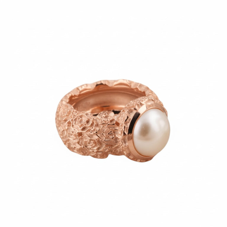 Ring LOTTA Perle | Statement Ring mit Rosenmuster