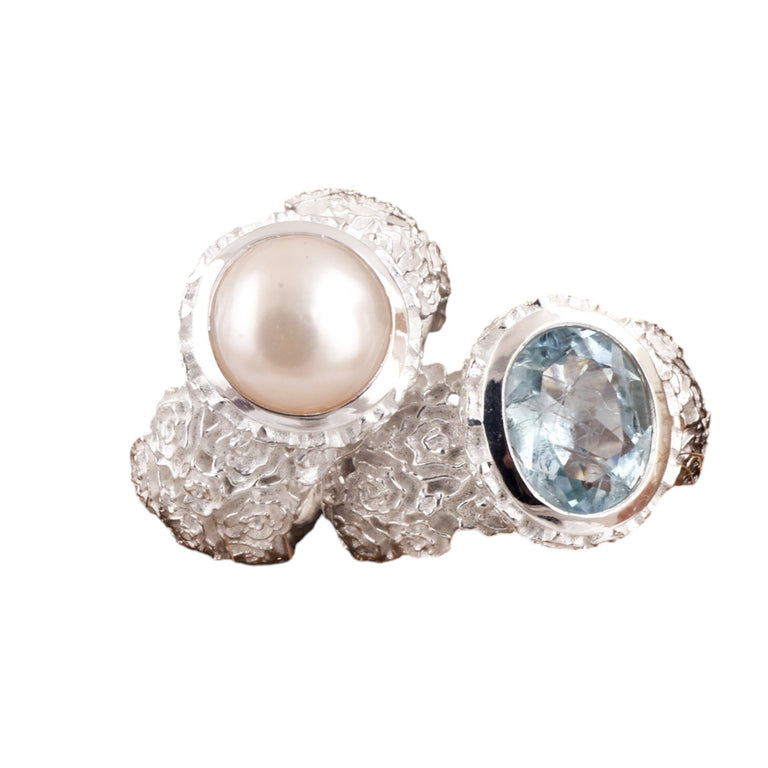Ring LOTTA Perle | Statement Ring mit Rosenmuster