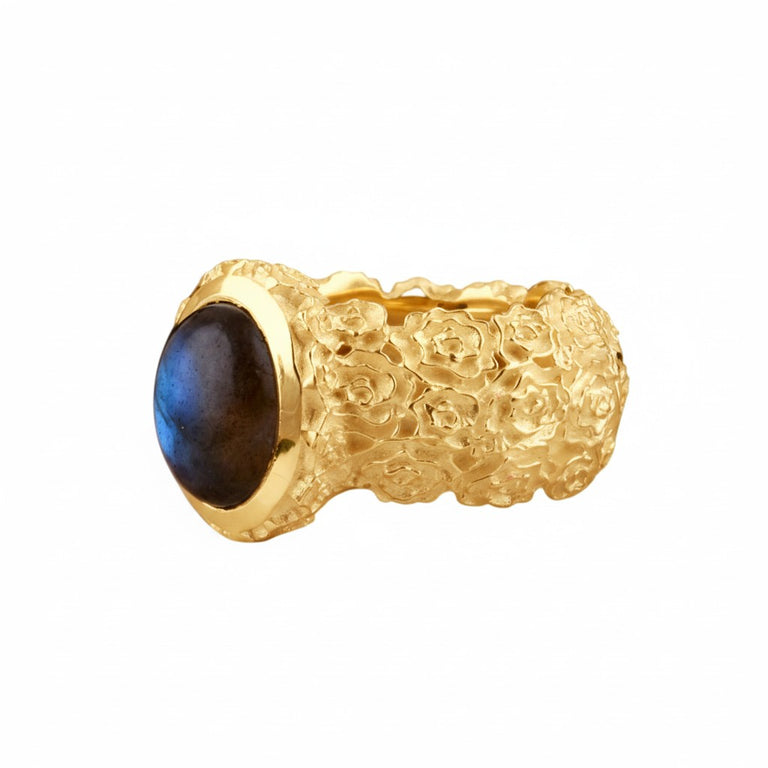 Ring LOTTA Labradorit | Statement Ring mit Rosenmuster