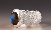 Ring LOTTA Labradorit | Statement Ring mit Rosenmuster