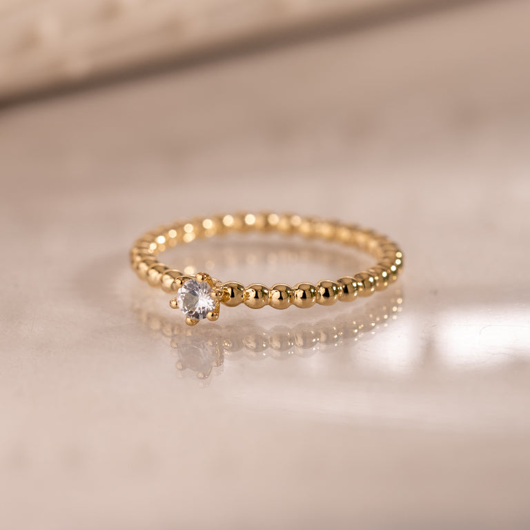 Ring BUBBLE 2 mm mit Topas und Diamant 3 mm