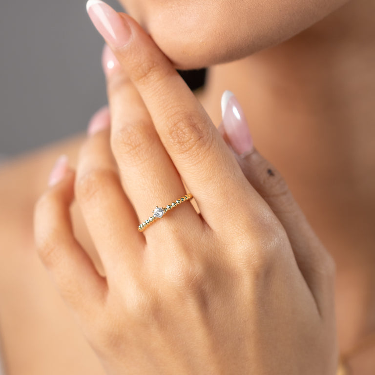Ring BUBBLE 2 mm mit Topas und Diamant 3 mm