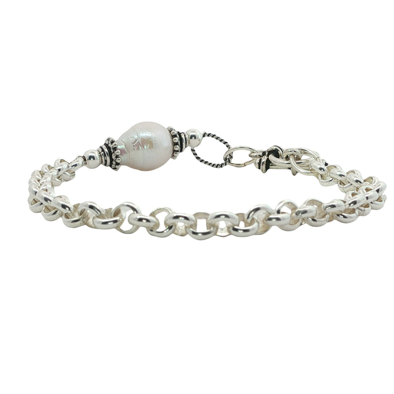Silberarmband mit Barockperle – Boho Armband 925 Silber