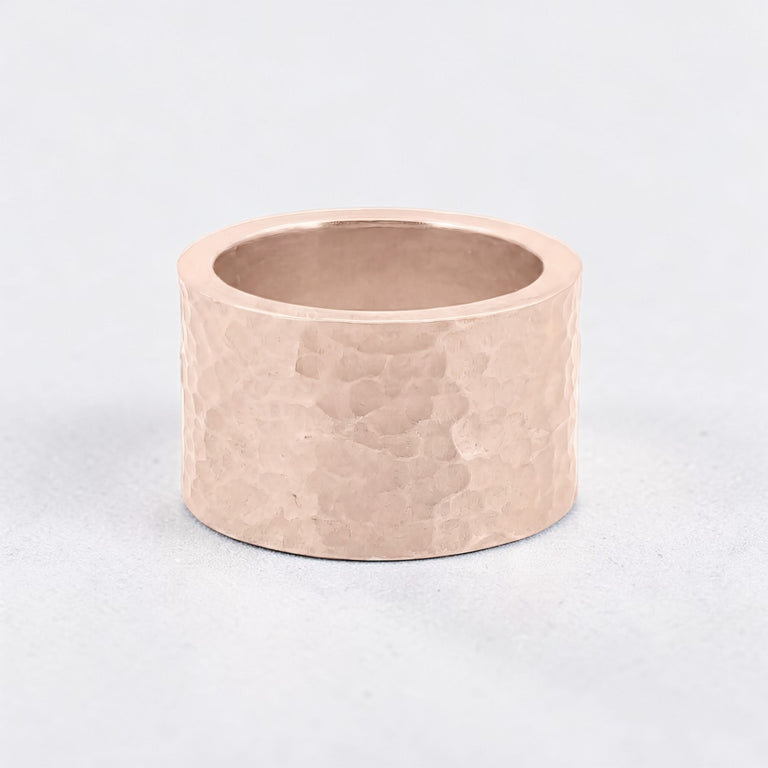 Ring SIMON – Massiv Silber, 15 mm, gehämmert & matt