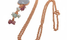 Chalzedon Halskette mit Turmalin &amp; Perlen Charm