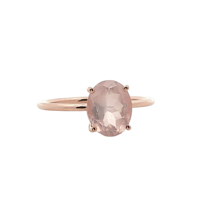 Ring FLORINEA mit Rosenquarz 6X8 mm