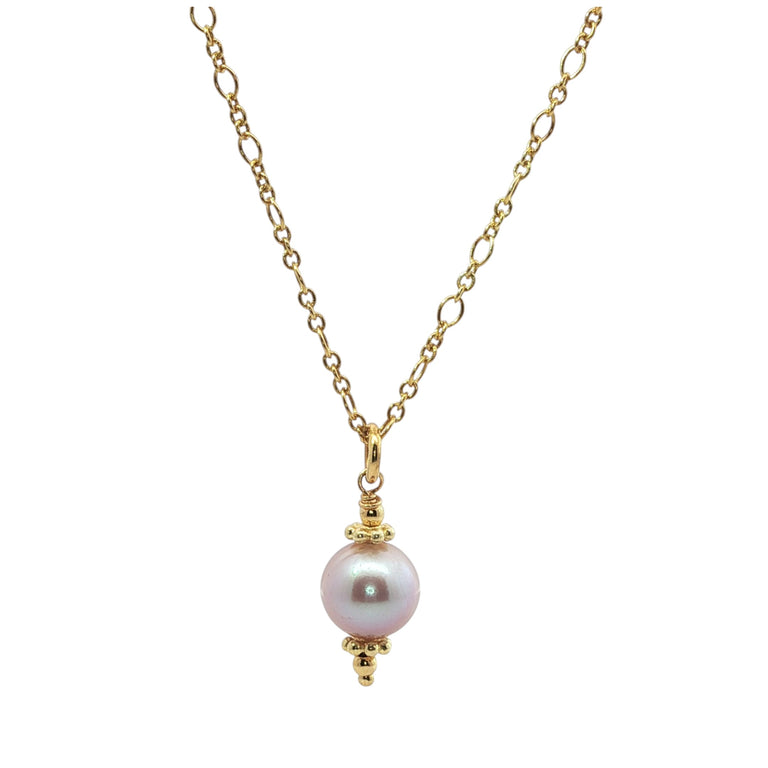 Silberkette mit rosa Perle – Boho Perlenkette 45 cm