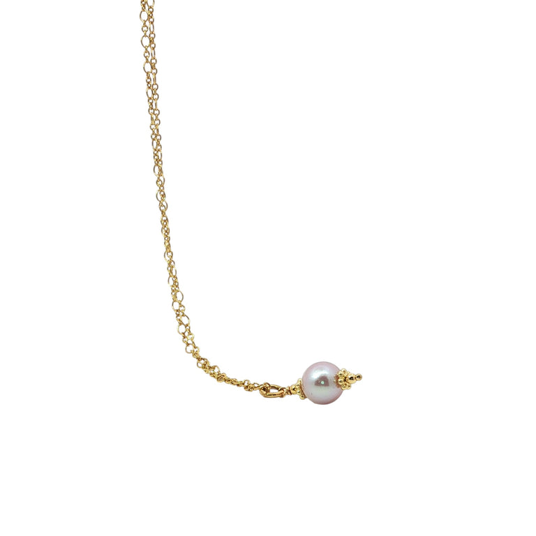 Silberkette mit rosa Perle – Boho Perlenkette 45 cm