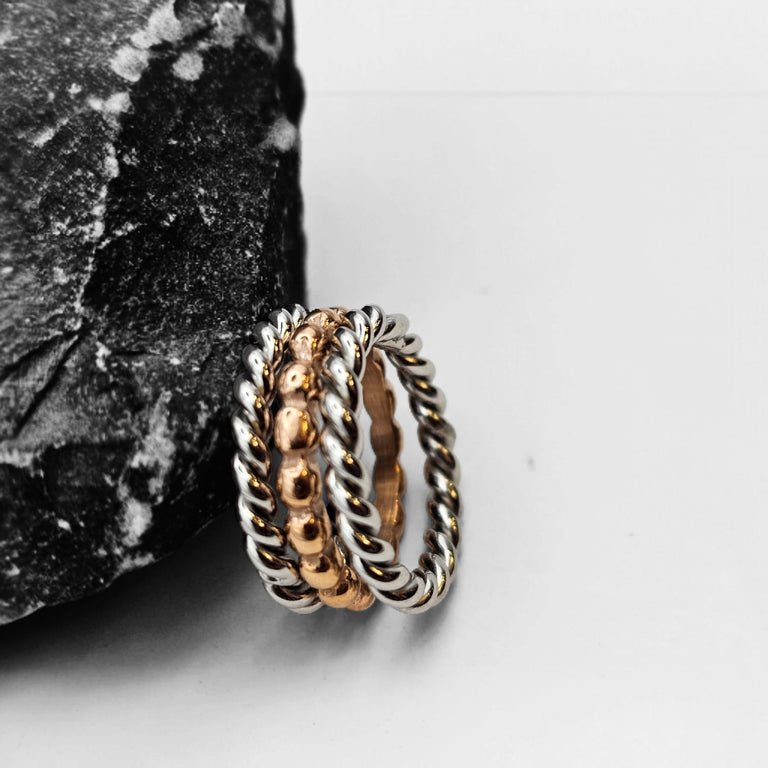 Edelstahl Ring Set 3 Ringe Grösse 58
