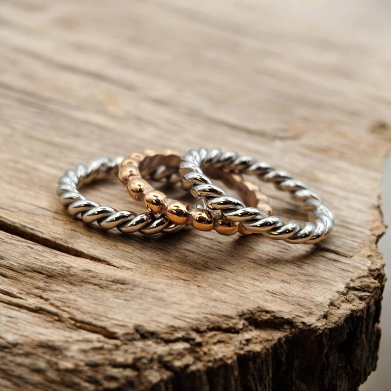 Edelstahl Ring Set 3 Ringe Grösse 58