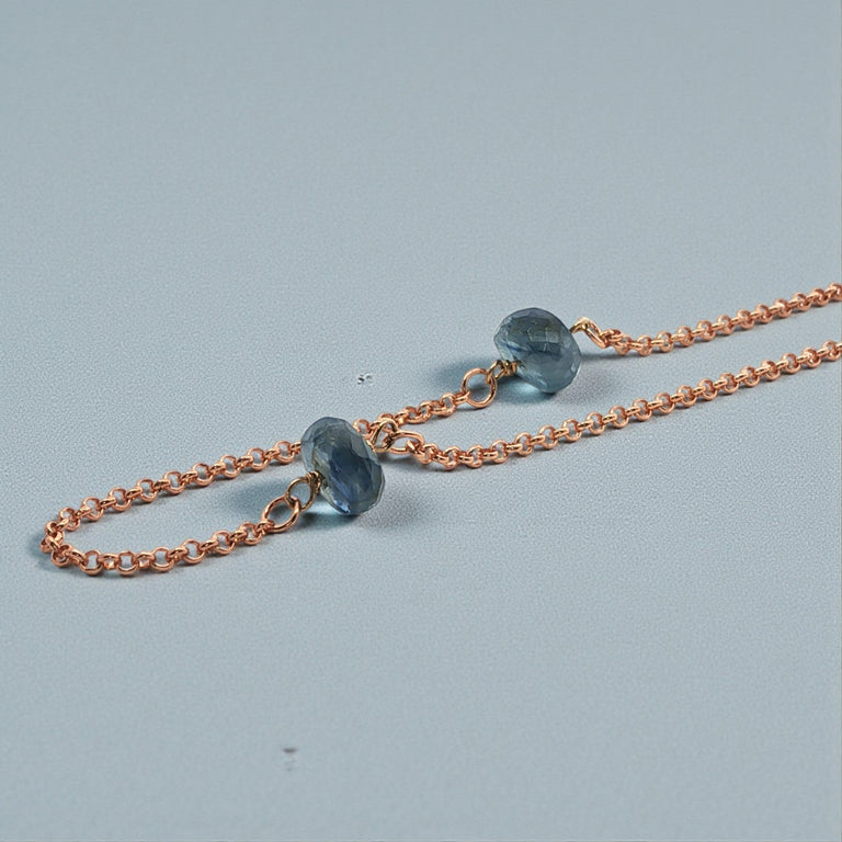Silberkette mit Iolith – Feine Kette 45 cm | 925 Silber vergoldet