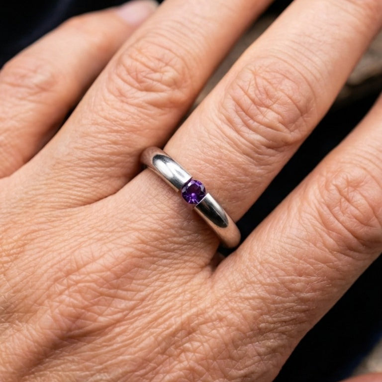 Pneu Ring Edelstahl mit Amethyste
