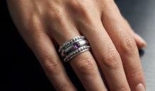 3-teiliges Ring-Set Edelstahl mit Amethyste