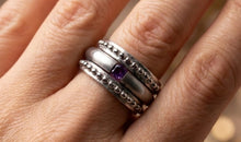 3-teiliges Ring-Set Edelstahl mit Amethyste