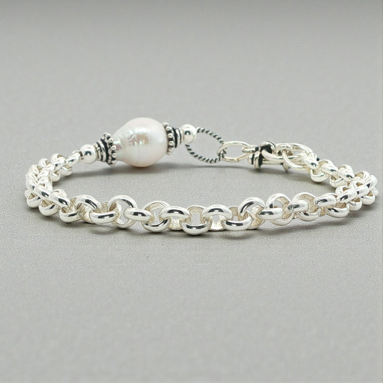 Silberarmband mit Barockperle – Boho Armband 925 Silber