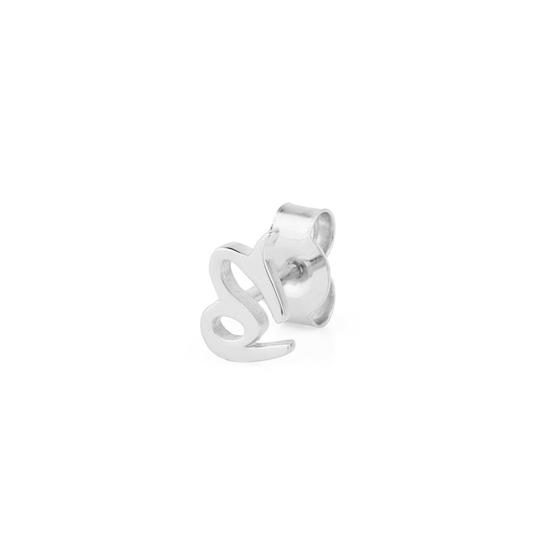 Einzelner Ohrstecker – Steinbock Symbol aus 925er Sterling Silber, 5 mm