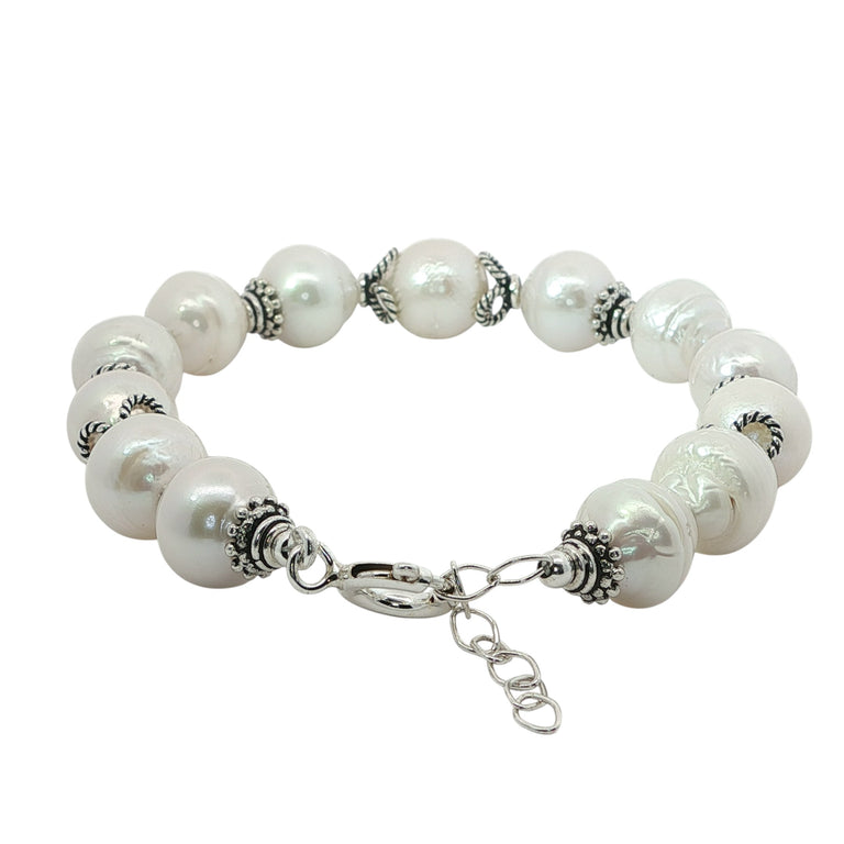 Unikat Süsswasserperlen Armband mit Silber