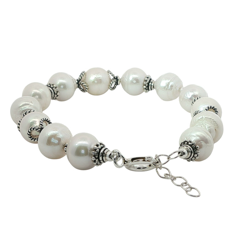 Unikat Süsswasserperlen Armband mit Silber