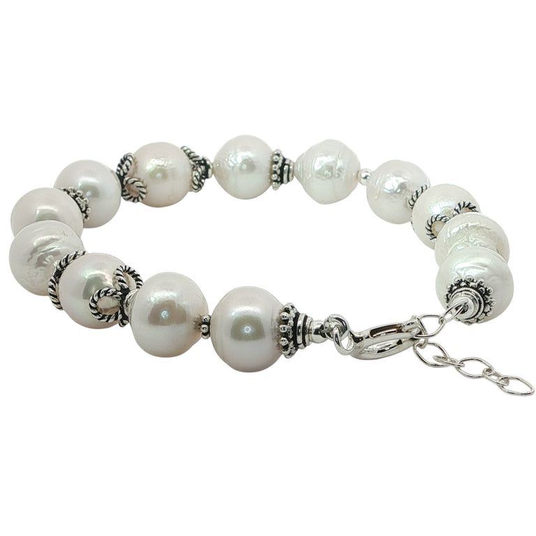 Unikat Süsswasserperlen Armband mit Silber
