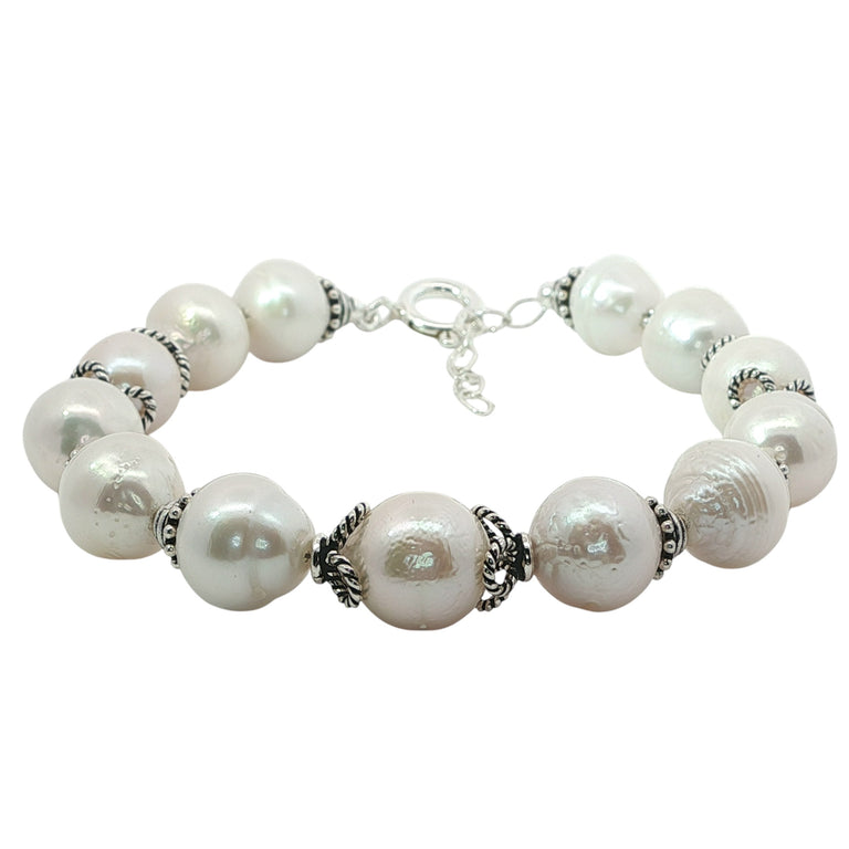 Unikat Süsswasserperlen Armband mit Silber