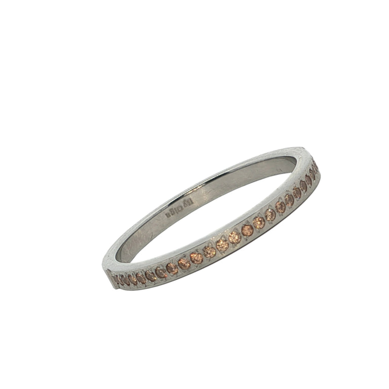 Edelstahl Ring 2 mm mit hellbraunen Zirkonia