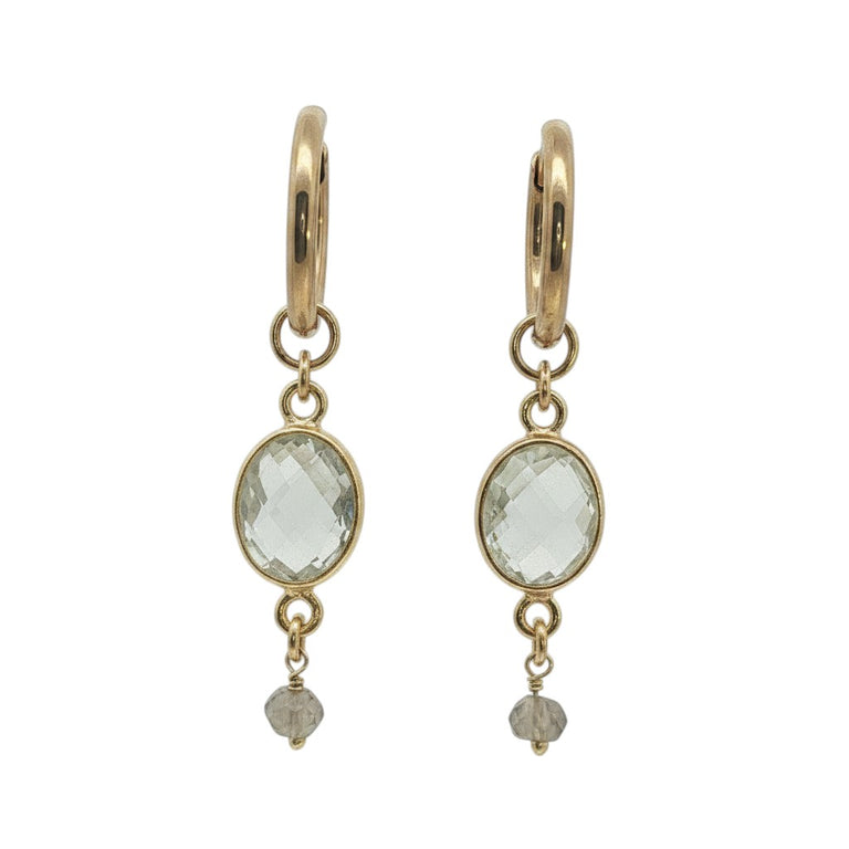 Creolen 16 mm Edelstahl mit Prasiolithe Charms SALE