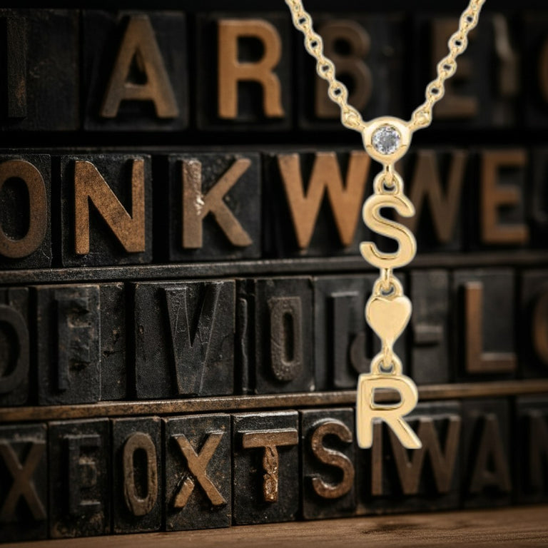 Ypsilon Kette mit Buchstaben, Herz & Diamant