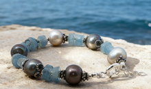 Aquamarin & Perlen Armband Unikat