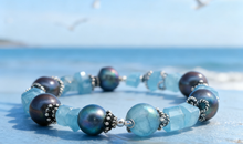 Aquamarin & Perlen Armband Unikat