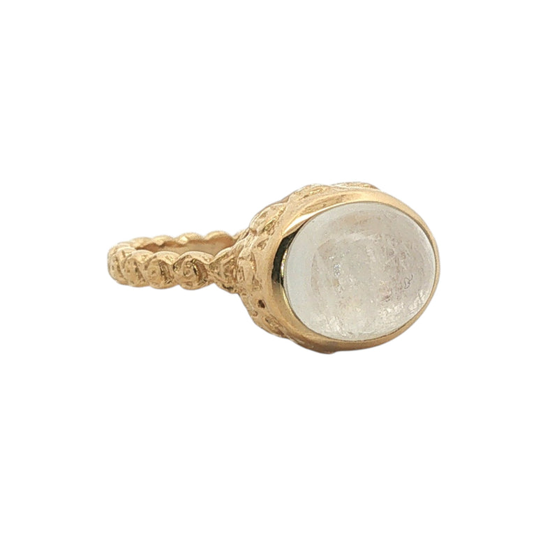 Mondstein Ring Oval 9×11 mm – Floral
