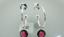 15 mm Creolen mit Granat Charms