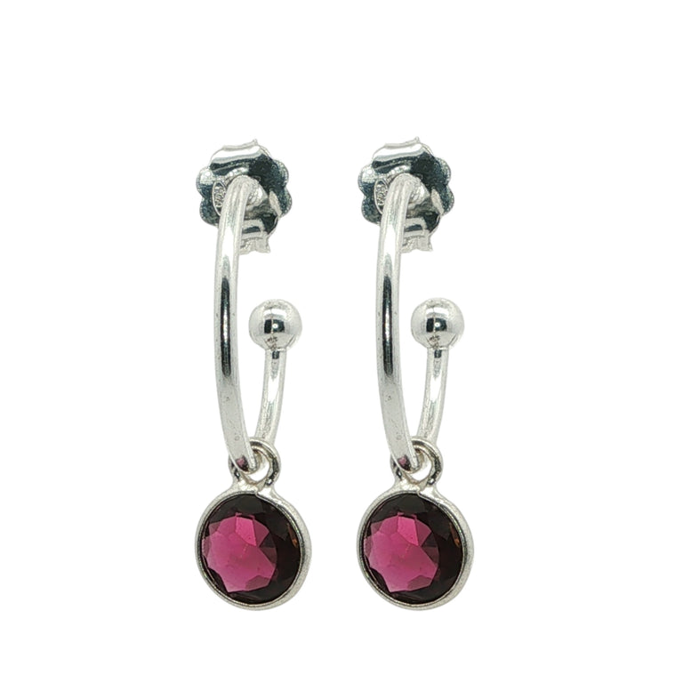15 mm Creolen mit Granat Charms