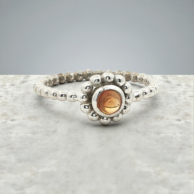 Sterling Silber Unikat Ring mit gelben Turmalin Ringgrösse 56