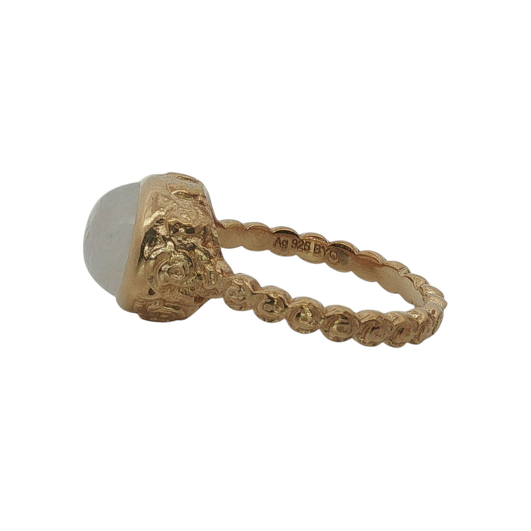 Mondstein Ring Oval 9×11 mm – Floral