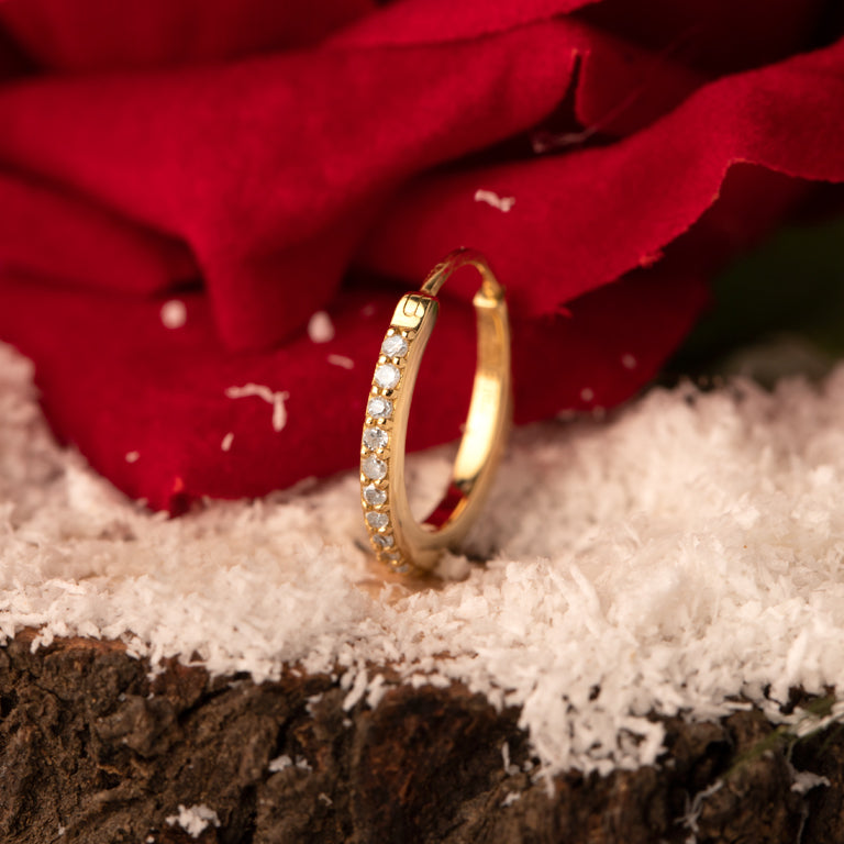 Creolen JULIANA Gold 10mm mit Diamanten