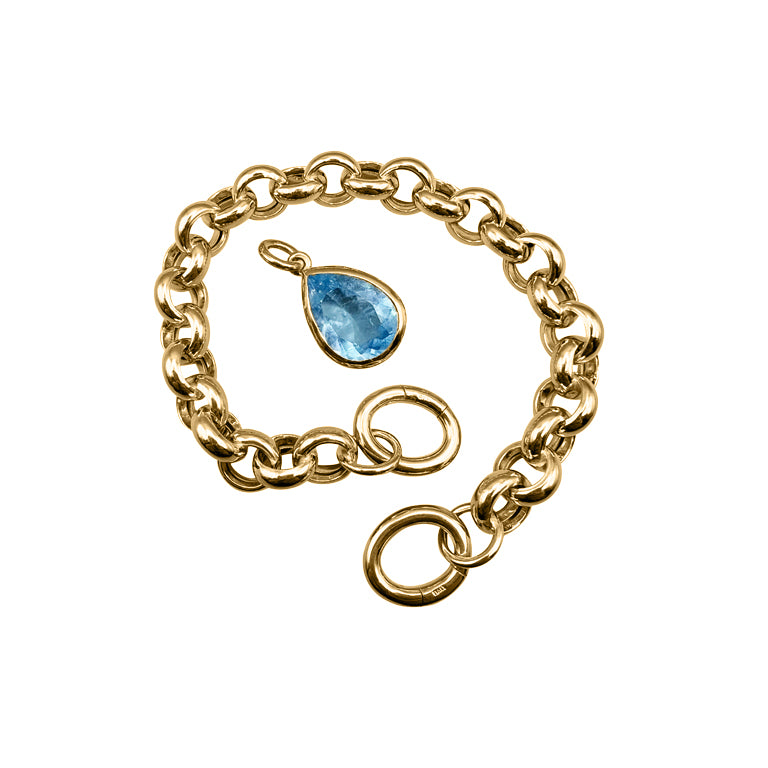 SET Armkette AQUAMARIN und ERBSKETTE 10X3.5 mm mit  Cliplock 14X17X3mm