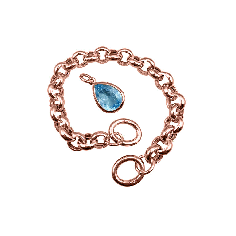 SET Armkette AQUAMARIN und ERBSKETTE 10X3.5 mm mit  Cliplock 14X17X3mm