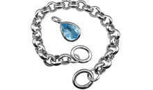 SET Armkette AQUAMARIN und ERBSKETTE 10X3.5 mm mit  Cliplock 14X17X3mm