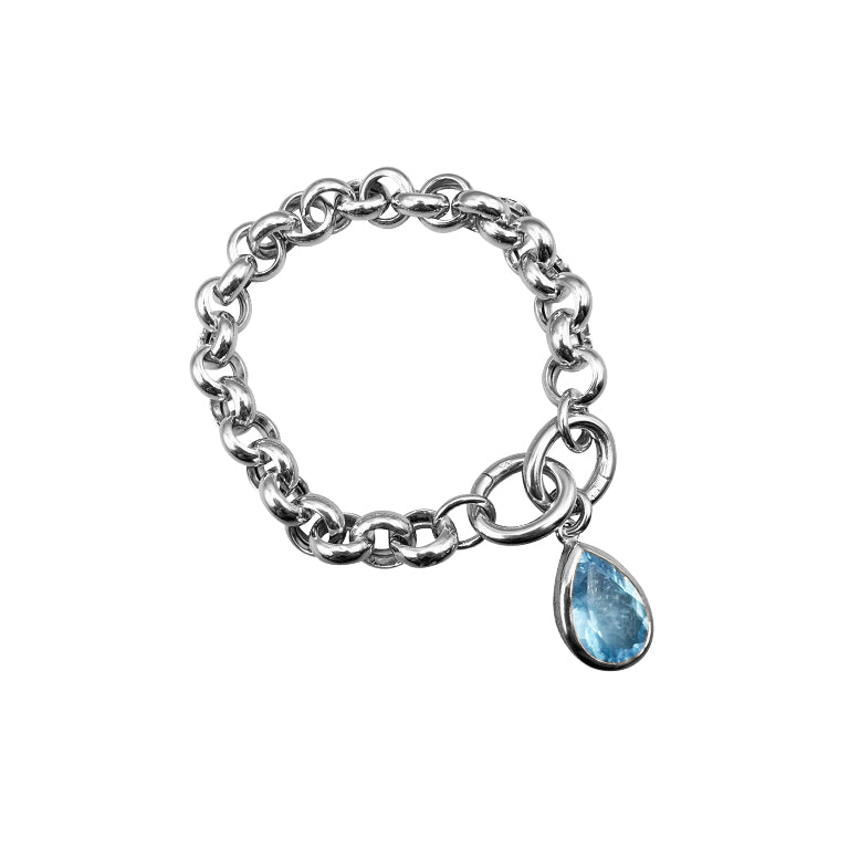 SET Armkette AQUAMARIN und ERBSKETTE 10X3.5 mm mit  Cliplock 14X17X3mm