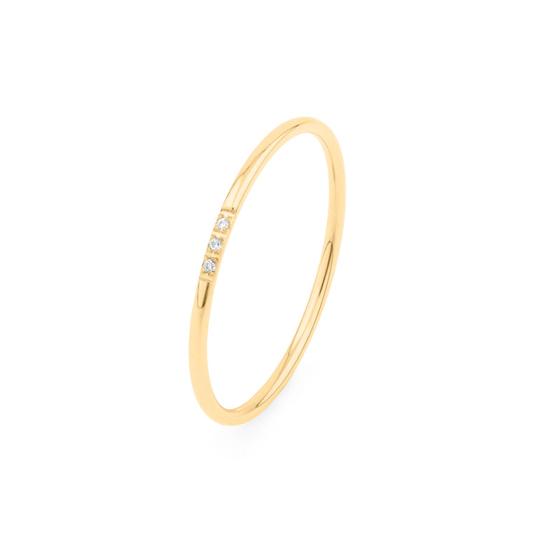 Edelstahl Ring  gelbvergoldet 1mm mit 3 Zirkonia