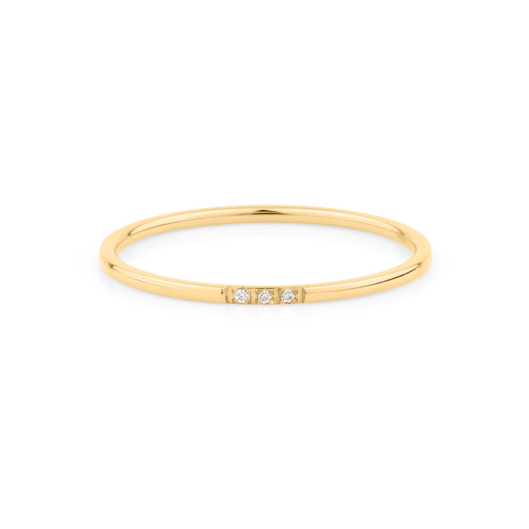 Edelstahl Ring  gelbvergoldet 1mm mit 3 Zirkonia