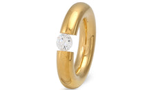 Edelstahl Ring mit Zirkonia PNEU 6mm poliert gelb