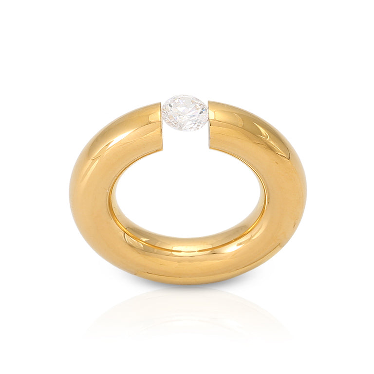 Edelstahl Ring mit Zirkonia PNEU 6mm poliert gelb