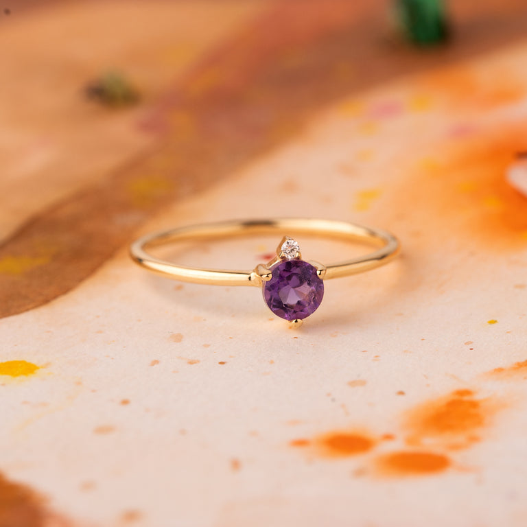 Ring AMETHYST Sternzeichen Wassermann, Fische, Scorpion