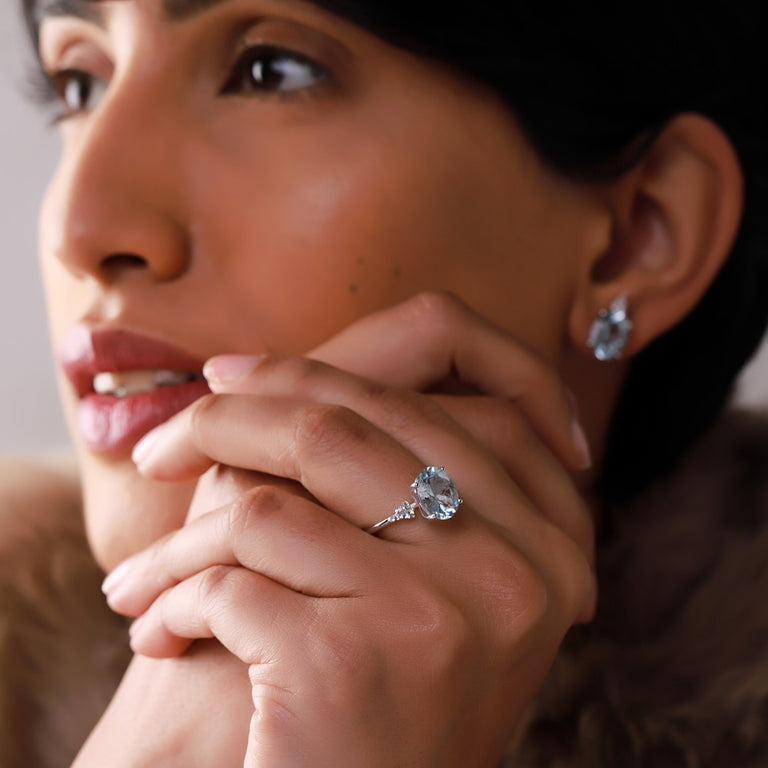 Ring DAMINA Cocktail Aquamarin