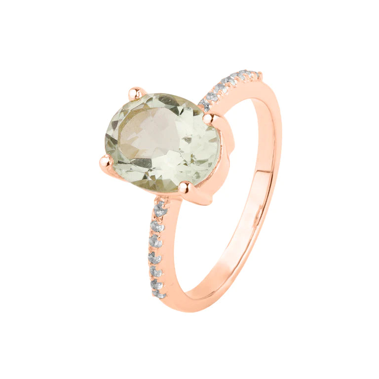 Ring ELLA mit grünem Amethyst und Diamanten
