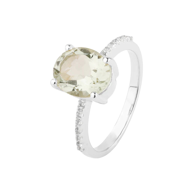Ring ELLA mit grünem Amethyst und Diamanten