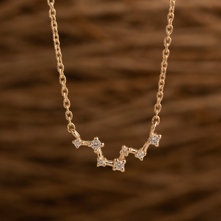Sternzeichen Halskette FISCHE PISCES  Gold mit Diamanten EXPRESS