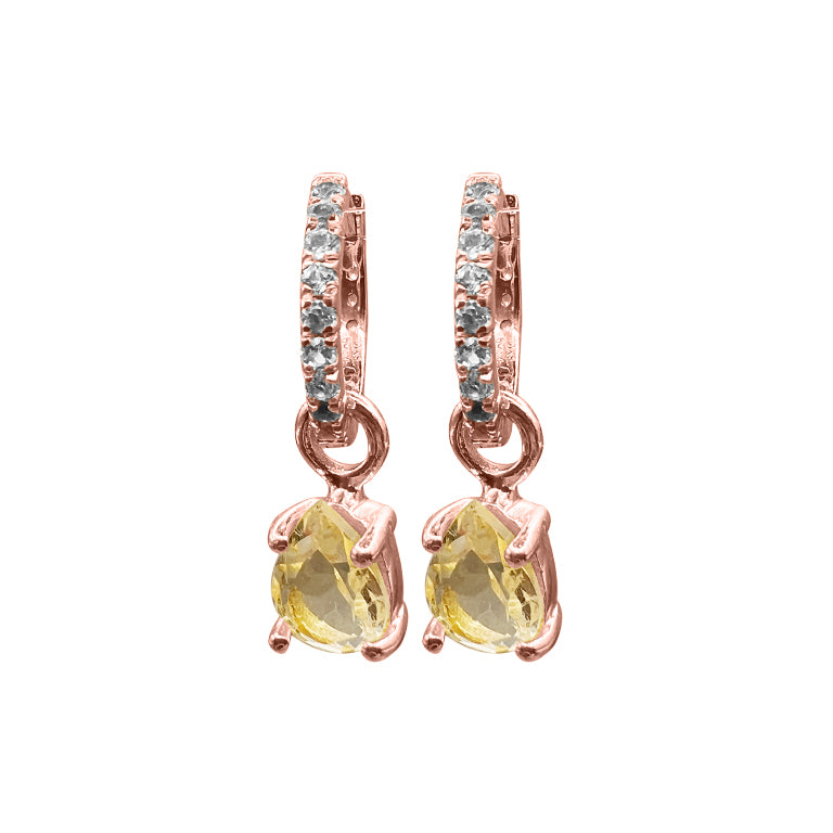 SET Creole TAILLY 12mm Topas Silber 925 mit Citrin  Charm