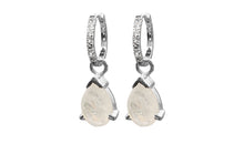 Creolen TAILLY mit Mondstein 7X10 Tropfen Charms Silber 925